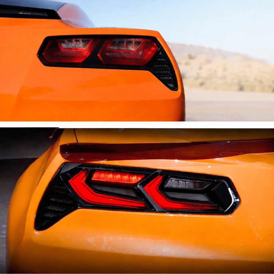 C8 Style Red / Euro Tail Lights - C7 Corvette (2014 - 2019) - Tail Lights - Texas Carbon