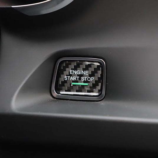 2016-2024 6th Gen Camaro carbon fiber start stop button trim installed on OEM push button
