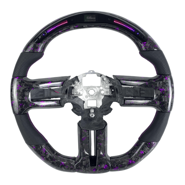 2010-2014 S197 Mustang purple forged carbon fiber LED steering wheel with black perforated leather grips