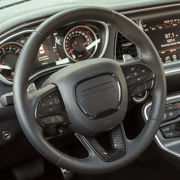 Carbon Steering Wheel Trim - Charger, Challenger, Durango, Cherokee (2015 - 2023) - Carbon Trim - Texas Carbon