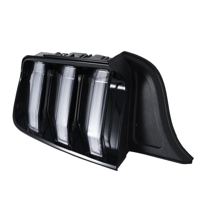 2015-2023 S550 Mustang clear lens Euro LED tail light with black housing and triple-bar lenses