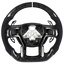 2015-2020 Ford F-150 forged carbon fiber custom steering wheel with black Alcantara grips, white center stripe, and paddle shifters