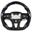 Mopar forged carbon fiber LED custom steering wheel front view with black Alcantara-style grips, flat-bottom rim, and exposed airbag mount